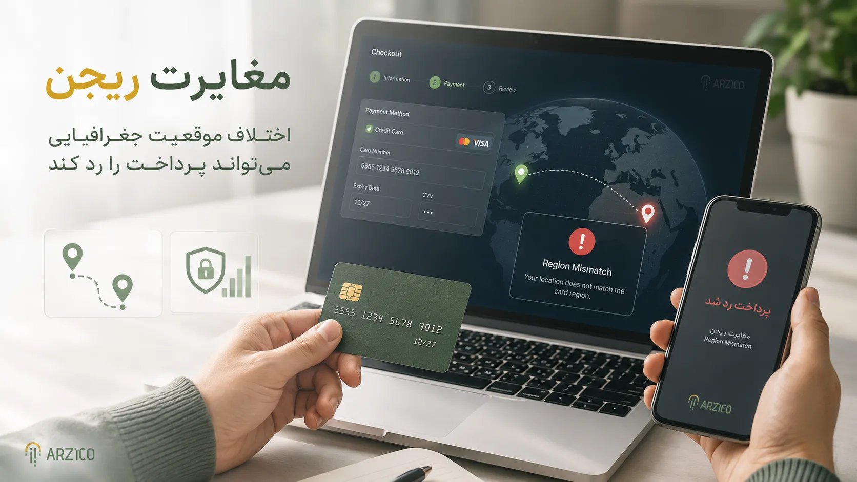 نقش IP، VPN و موقعیت جغرافیایی در رد شدن تراکنش
